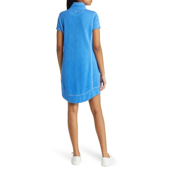 Tommy Bahama Tobago Bay 1/2 Half Zip Dress Sz M Blue Collared Beach Athleisure - Picture 3 of 10